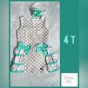 Dolce petit size 4 toddler girl dress and mathching headband